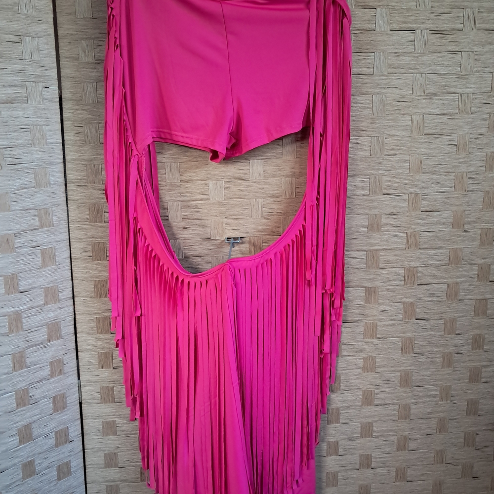 SHEIN Pink Fringe Chaps